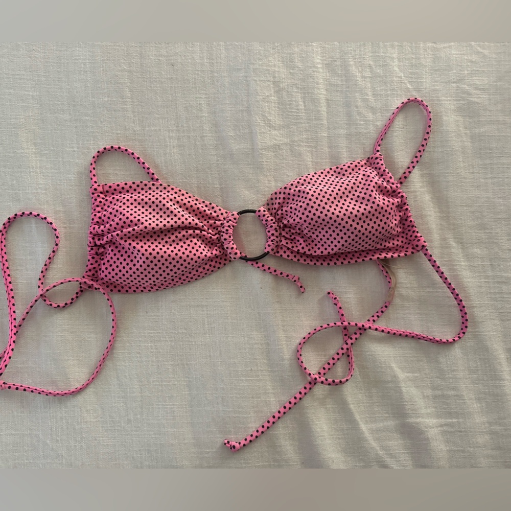 Victorias secret pink polka dot strapless bikini top size small